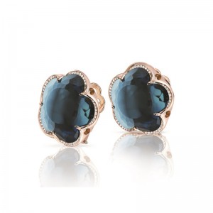 Pasquale Bruni 18K Rose Gold Bon Ton Diamond & London Blue Topaz Floral Earrings