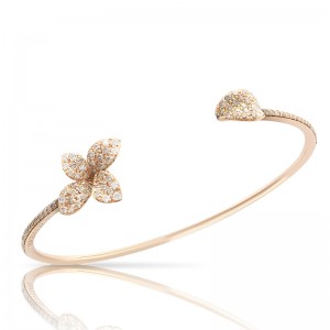 Pasquale Bruni 18k Rose Gold Petit Garden Bracelet with White and Champagne Diamonds