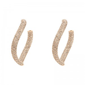 18K PINK GOLD TOUCH CHAMPAIN DIAMONDS EARRINGS DIA-3.31CT. 