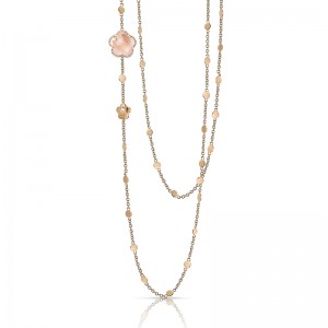Pasquale Bruni 18K Rose Gold Bon Ton Necklace with Rose Quartz and Diamonds
