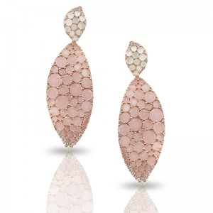 Pasquale Bruni 18K Rose Gold Lakshmi Earrings with Pink Chalcedony, Moonstone and Diamonds