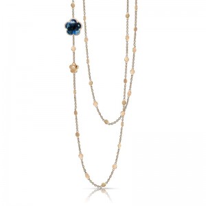 Pasquale Bruni 18k Rose Gold Bon Ton Necklace with London Blue Topaz and Diamonds.