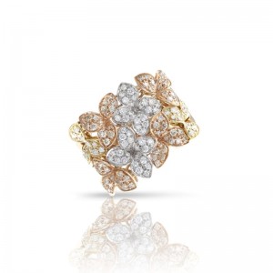 Pasquale Bruni 18k Rose, White and Yellow Gold Ama Goddess Ring with White and Champagne Diamonds