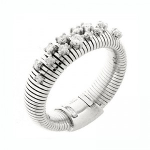 18K WHITE GOLD STARDUST RING WITH DIAMONDS. 