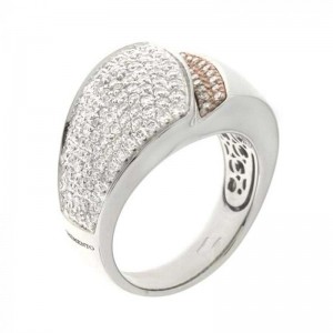 CHIMENTO POLISHED TAPERED SHANK WIDE PAVE TOP W/2 ROWS RG DIAMONDS 1CT. 