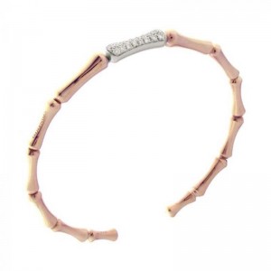 CHIMENTO RG THIN BAMBOO CUFF W/WG PAVE LINK BRACELET  .38PTS. 