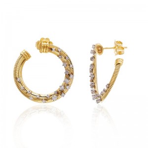 18K YELLOW AND WHITE GOLD STARDUST DIAMOND EARRINGS. 