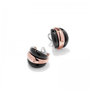 Damiani Spicchi Luna Earrings In Rose Gold & Onyx And Diamond