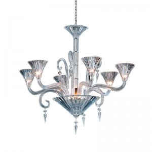 BACCARAT - MILLE NUITS 6L LEAD CRYSTAL CHANDALIER WITH LIGHTED BOWL (UL).