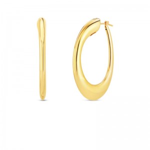Roberto Coin 18 Karat Yellow Gold Oval Hoop Earrings