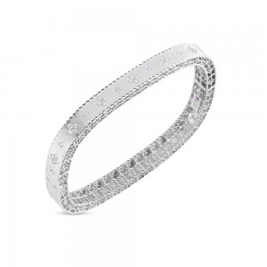 Roberto Coin: 18 Karat White Gold Satin Princess Diamond Bangle Bracelet With Round G/H Si1 Diamonds At 0.48Tw 
Size: 46X56