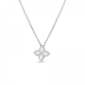 Roberto Coin 18K White Gold Princess Flower Small Pendant Necklace
