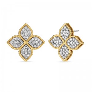 Roberto Coin 18K Yellow Gold Large Stud Earrings With Diamonds