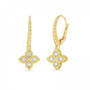 Roberto Coin 18K Yellow Gold Princess Flower Diamond Drop Earrings