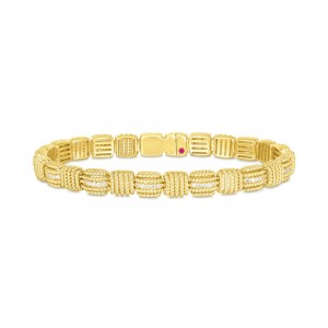Roberto Coin 18 Karat Yellow Gold Opera Diamond Flexible Bracelet