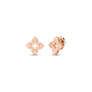 18K ROSE GOLD DIAMOND PETIT VENETIAN EARRINGS XS 0.05. 