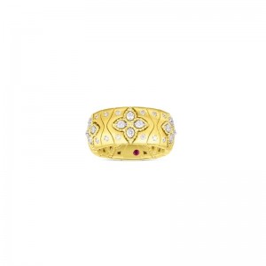 Roberto Coin 18K Royal Princess Flower Satn Ring with Diamond Accent