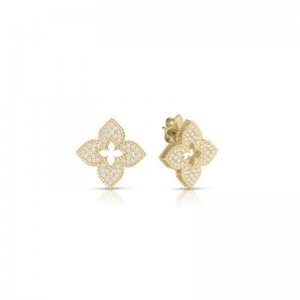 Roberto Coin 18k Yellow Gold Venetian Princess Diamond Stud Earrings