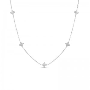 Roberto Coin White Gold Love by the inch 5 Station Necklace .22ctw. 
