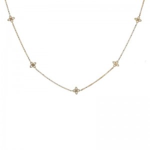 Roberto Coin 18k Yellow Gold Diamond Flower 5 Station Necklace