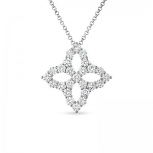 Roberto Coin 18K White Gold Necklace With Large Diamond Pendant