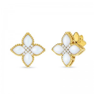 Roberto Coin 18k Yellow Gold Venetian Princess MOP Diamond Accent Earrings