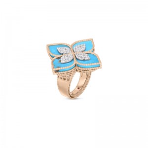 ROBERTO COIN ROSE GOLD AND WHITE GOLD DIAMOND AND TURQUOISE VENETIAN PRINCESS. DIA-0.70, TURQ-9.60