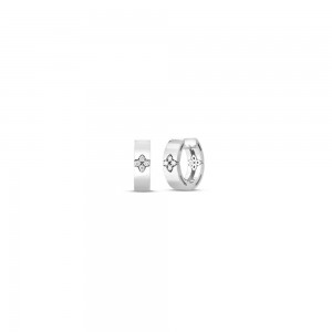 Roberto Coin 18 Karat White Gold Verona Small Diamond Accent Hoop Earrings