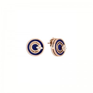 Roberto Coin 18k Rose Gold Love In Verona Lapis & Diamond Circle Stud Earrings