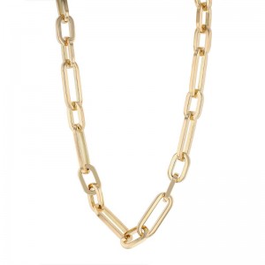 18K YELLOW GOLD HEAVY GAUGE PAPERCLIP CHAIN. 