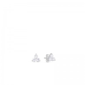 Roberto Coin 18K White Gold 3 Diamond Stone Cluster Studs Earring