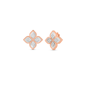 Roberto Coin 18K Princess Flower Mother-Of-Pearl & Diamond Medium Stud Earring