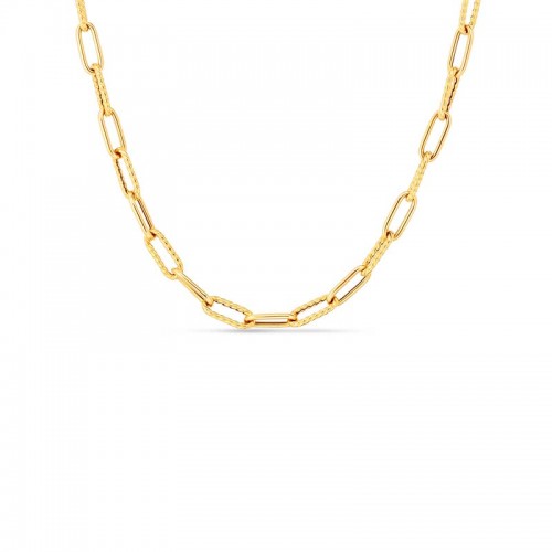 https://www.williambarthman.com/upload/product/Roberto Coin 18 Karat Yellow Gold Alternating Polished & Fluted Fine Paperclip Link Chain Necklace