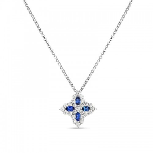 https://www.williambarthman.com/upload/product/Roberto Coin 18K White Gold Diamond & Sapphire Medium Flower Pendant
