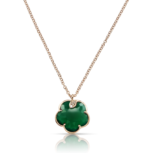 https://www.williambarthman.com/upload/product/Petit Joli Necklace in 18k Rose Gold with Green Agate, White and Champagne Diamonds.