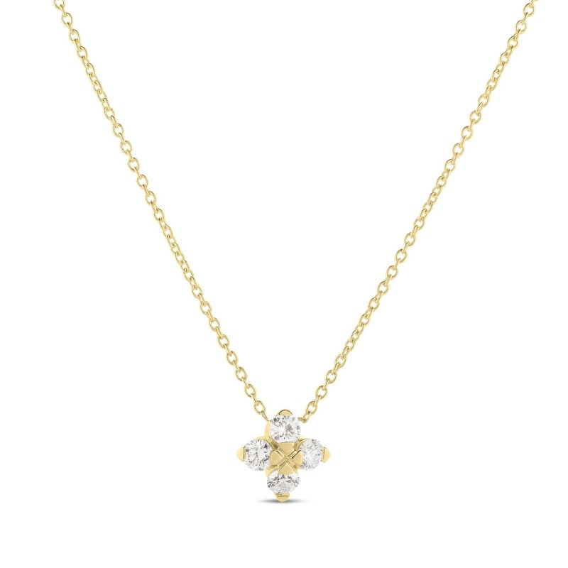 https://www.williambarthman.com/upload/product/Roberto Coin 18k Yellow Gold Love In Verona Diamond Small Flower Necklace .27ctw. 