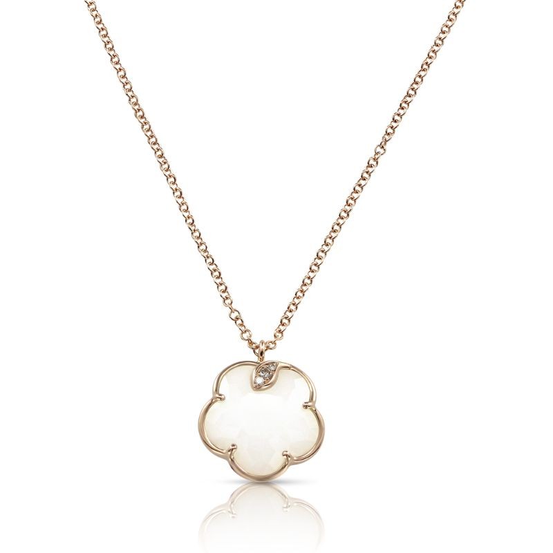 https://www.williambarthman.com/upload/product/Pasquale Bruni 18k Rose Gold Petit Joli Necklace with White Agate, White and Champagne Diamonds
