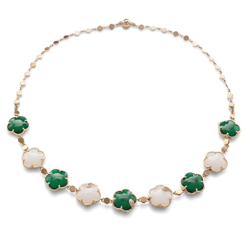 https://www.williambarthman.com/upload/product/Pasquale Bruni 18k Rose Gold Ton Joli Necklace with White Agate, Green Agate, White and Champagne Diamonds