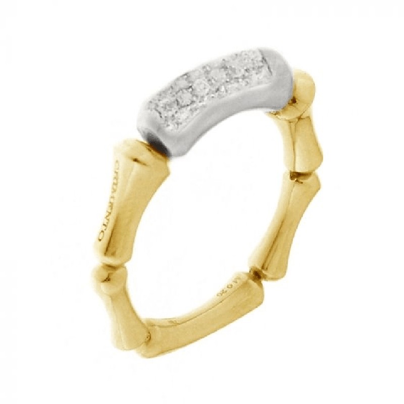 https://www.williambarthman.com/upload/product/Chimento Yg Bamboo Ring W/1 Diamond Link .30Pts.