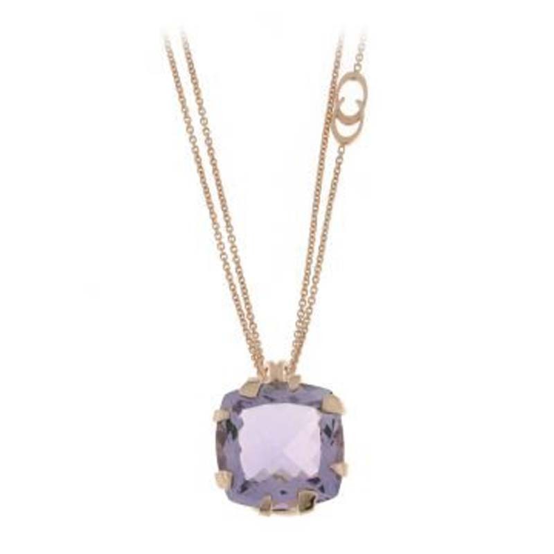 https://www.williambarthman.com/upload/product/CHIMENTO RG THIN DOUBLE CHAIN W/PRONG SET FACETED SQUARE AMETHYST PENDANT. 