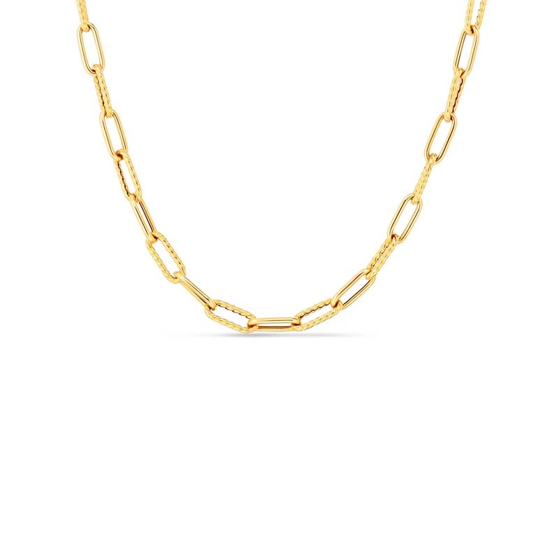 https://www.williambarthman.com/upload/product/Roberto Coin 18 Karat Yellow Gold Alternating Polished & Fluted Fine Paperclip Link Chain Necklace