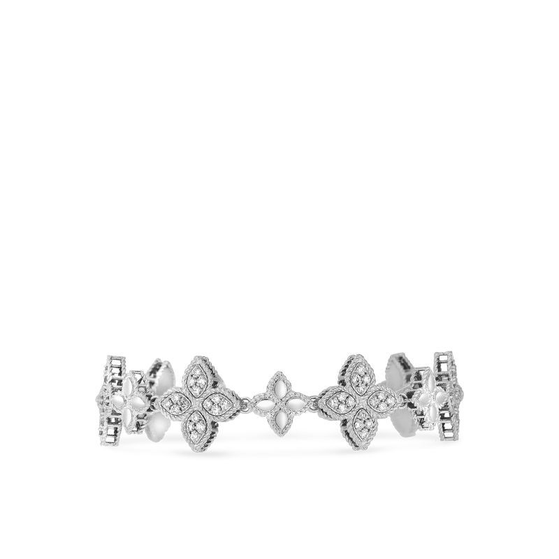 https://www.williambarthman.com/upload/product/Roberto Coin 18k White Gold Diamond Princess Flower Bracelet 1.32ctw. 