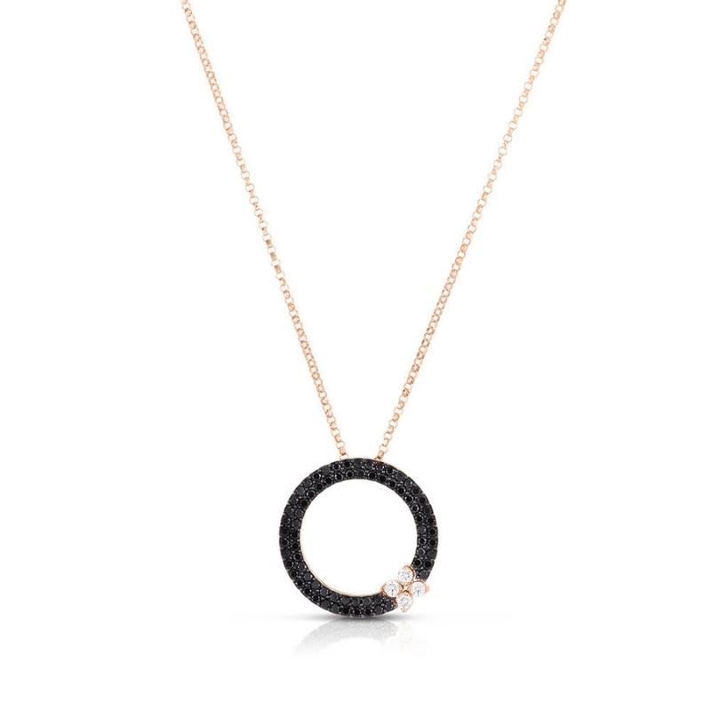 https://www.williambarthman.com/upload/product/Roberto Coin 18K Rose Gold Love In Verona Black Diamond Circle Pendant
