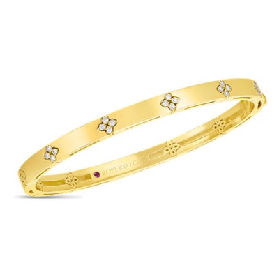 Roberto Coin Love in Verona Bangle in 18K yellow gold with diamonds