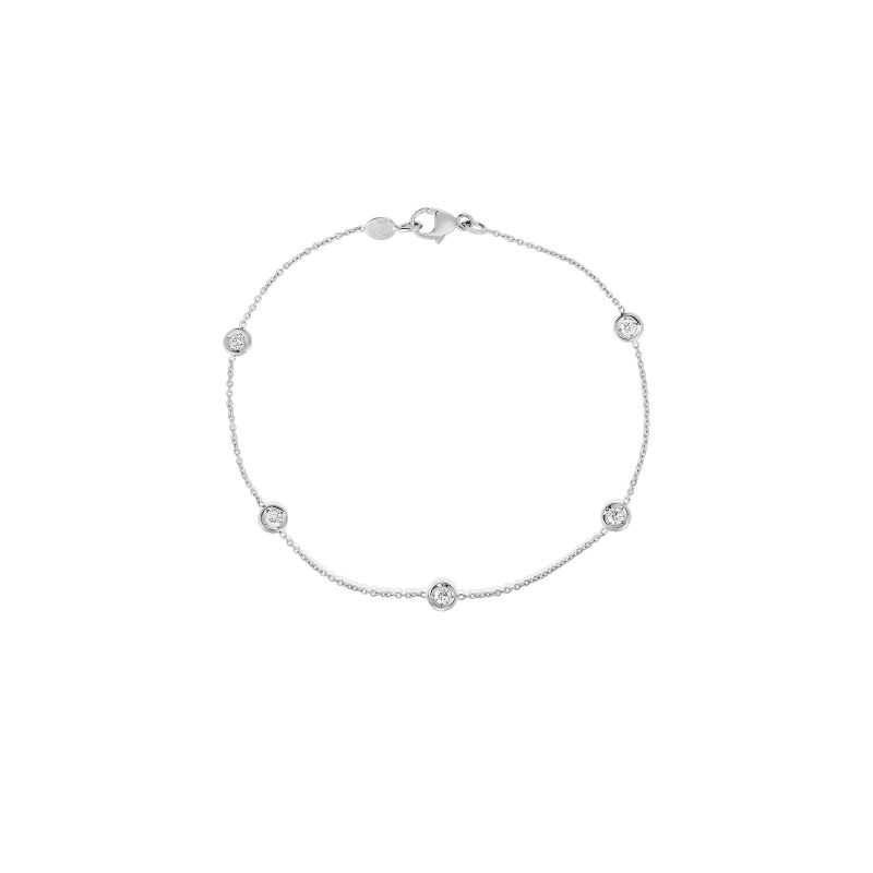 ROBERTO COIN 18K WHITE GOLD DIAMONDS BY THE INCH 5-STATION BRACELET