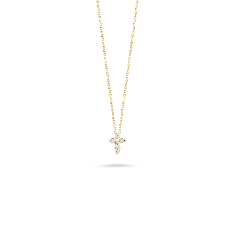 Roberto Coin 18K Yellow Gold  Tiny Treasures Diamond Baby Cross Necklace on Cable Chain