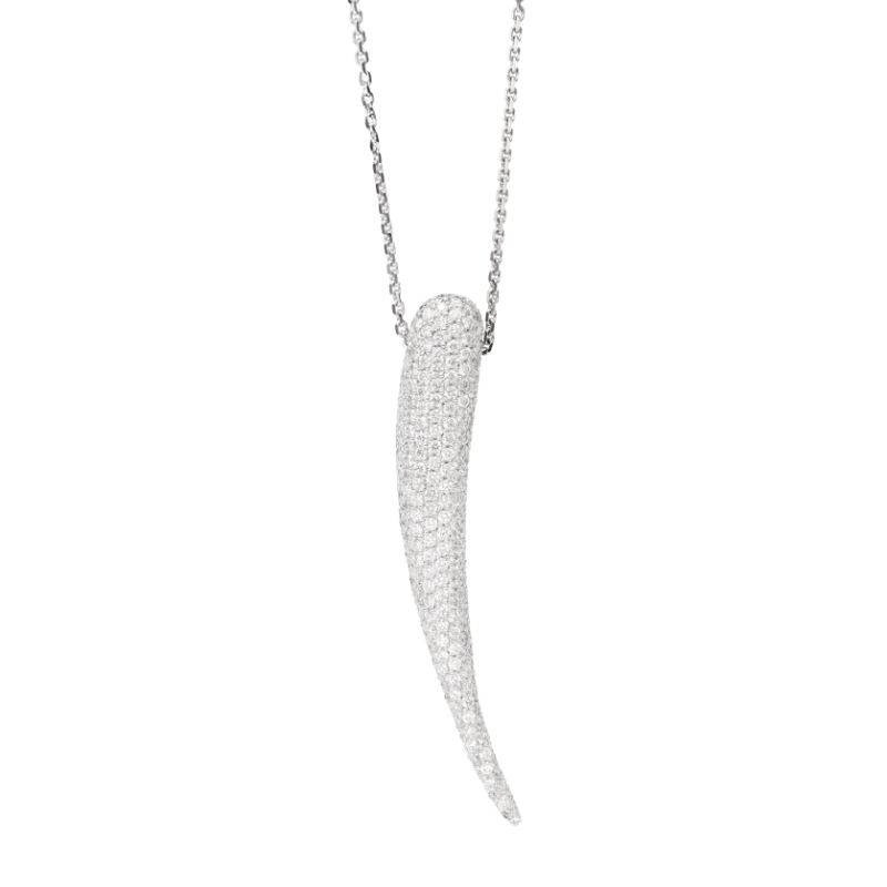 Laurenti 14k White Gold Spear Diamond Pendant Necklace 2.42ct round melee. Diamond E,VVS1 Pendant