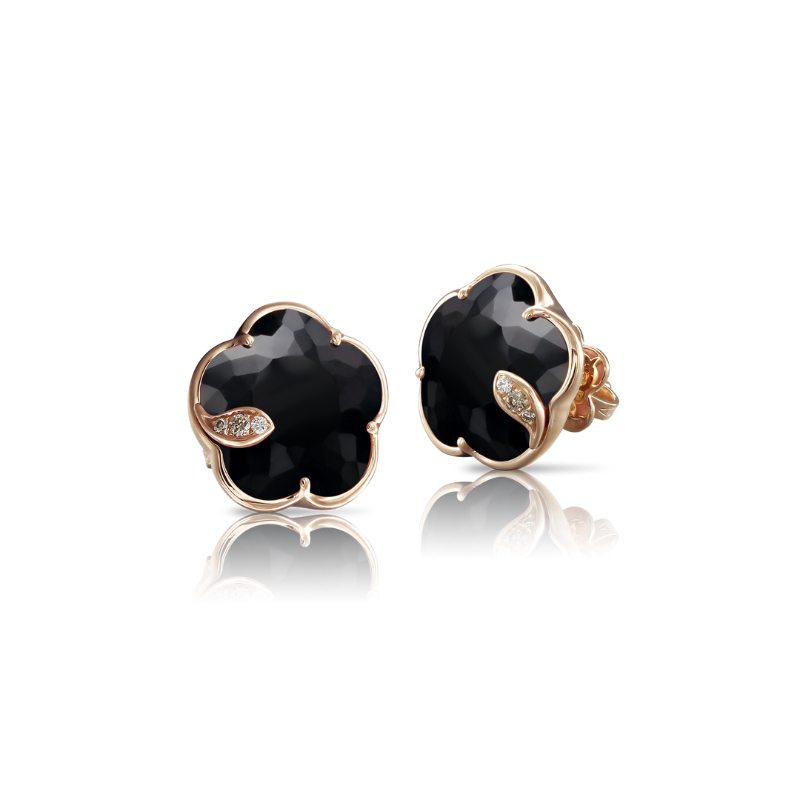 PASQUALE BRUNI 18K ROSE GOLD PETIT JOLI EARRINGS WITH ONYX AND DIAMONDS