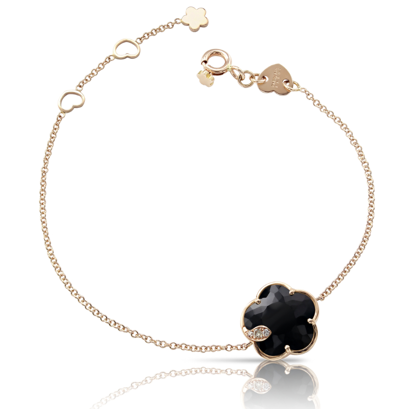 PASQUALE BRUNI 18K ROSE GOLD PETIT JOLI BRACELET WITH DIAMONDS AND ONYX, 0.04-DIA, 4.03-BLK QRTZ.