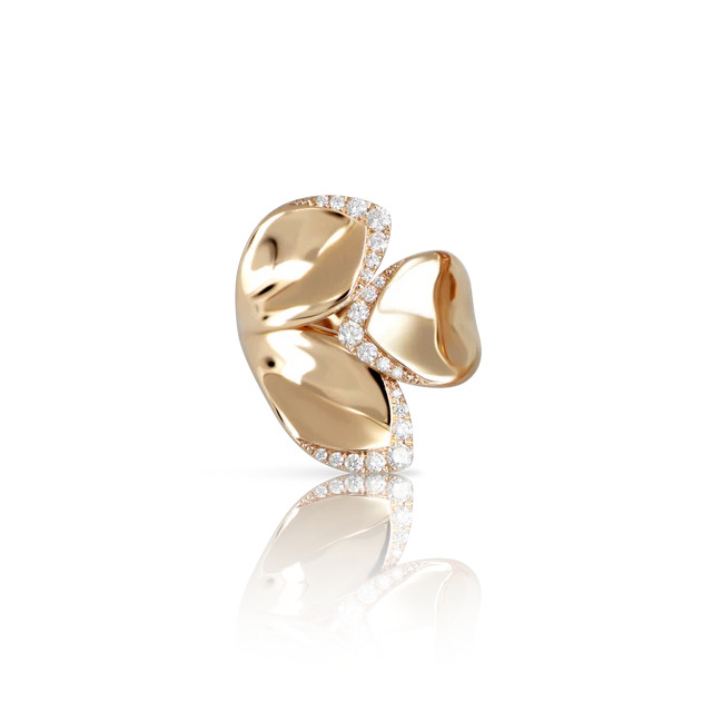 PASQUALE BRUNI 18K ROSE GOLD DIAMOND GIARDINI SEGRETI RING DIA0.37,GLD-8.59. SIZE 14